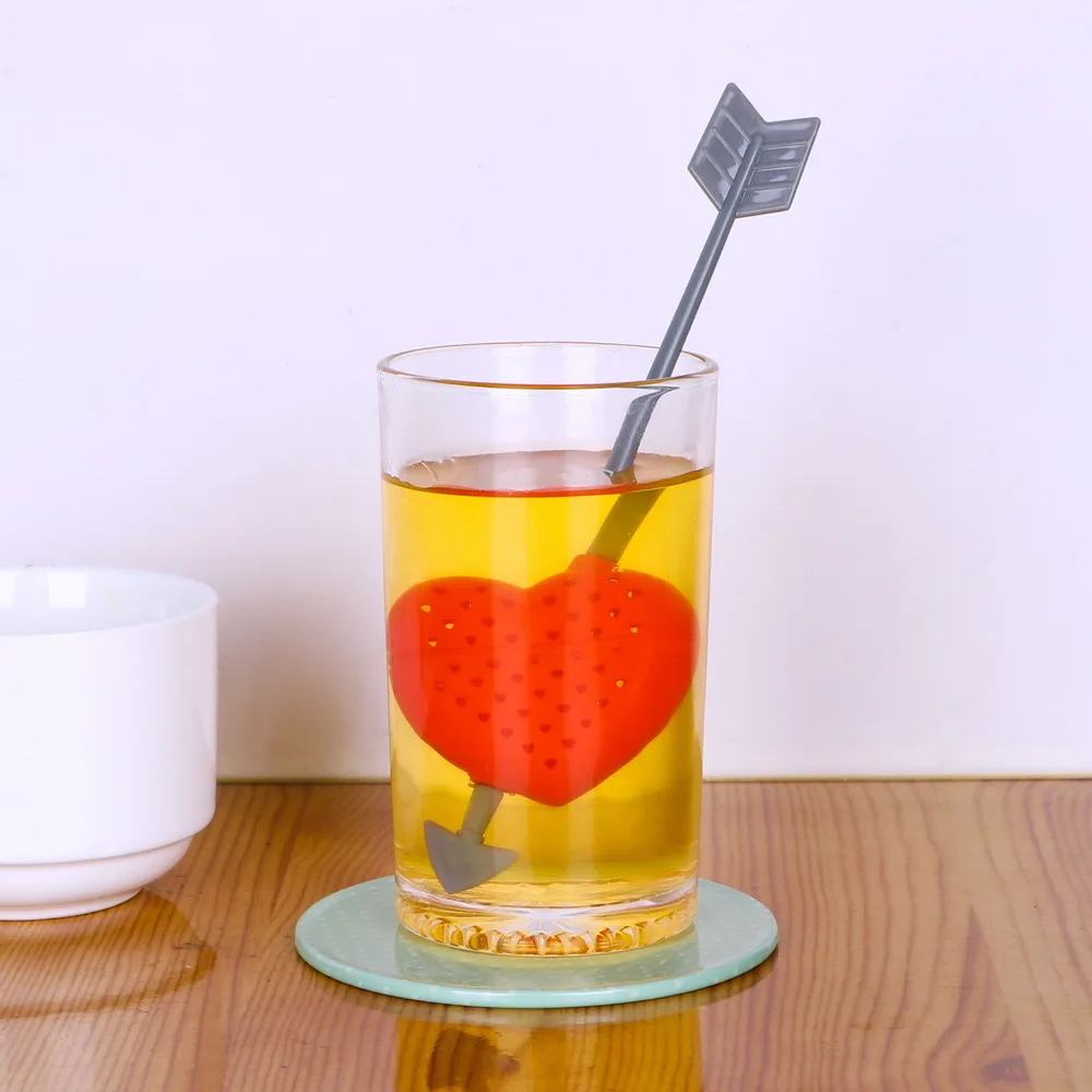 

Herbal Filter Diffuser Teaware Kitchen Supplies Empty Tea Bags Arrow Through Heart Shape Tea Infuser Tea Strainer