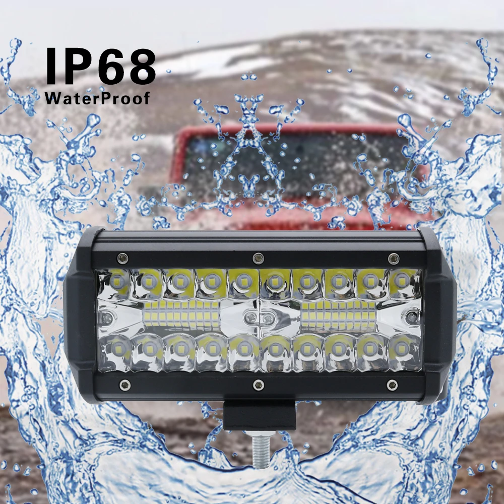 Best 7 Inch 120W Combo Led Light Bars Spot Flood Beam for Work Driving Offroad Boat Car Tractor Truck 4x4 SUV ATV 12V 24V