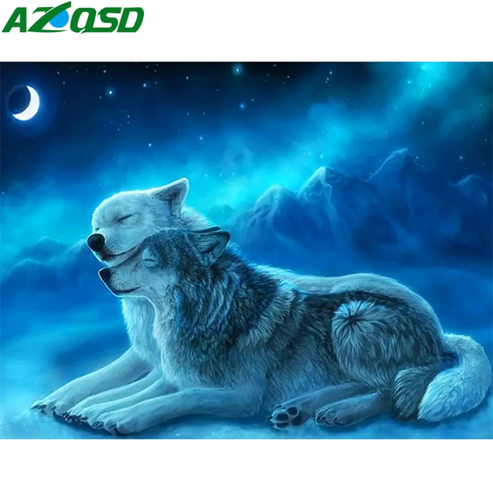 

AZQSD 5D Diamond Painting Mosaic Cross Stitch Animal Picture Rhinestones Of Diamond Embroidery Wolf Handicraft Home Decor Gift