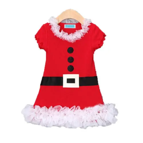 

2-7y Girl Clothing Girl Children Kids Dress Floral Lace Santa Claus Girls Cotton Kids Christimas dress Children Clothes For Xmas