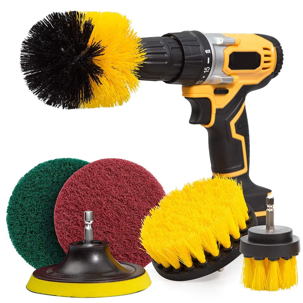 

6Pcs Drill Brush Scrub Pads Power Scrubber Cleaning Kit All Purpose Cleaner Scrubbing Cordless Drill for Bathroom Cleaning Pool