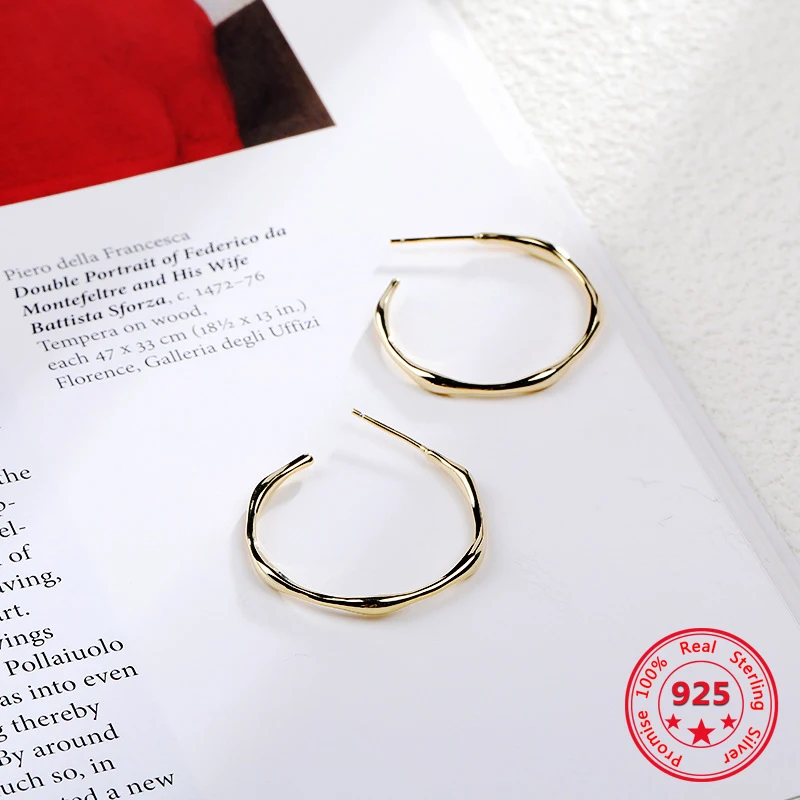 Factory Price 100% 925 Silver Fashion Minimalism Delicate Gold Plated Twist Stud Earrings Fine Jewelry for Female | Украшения и