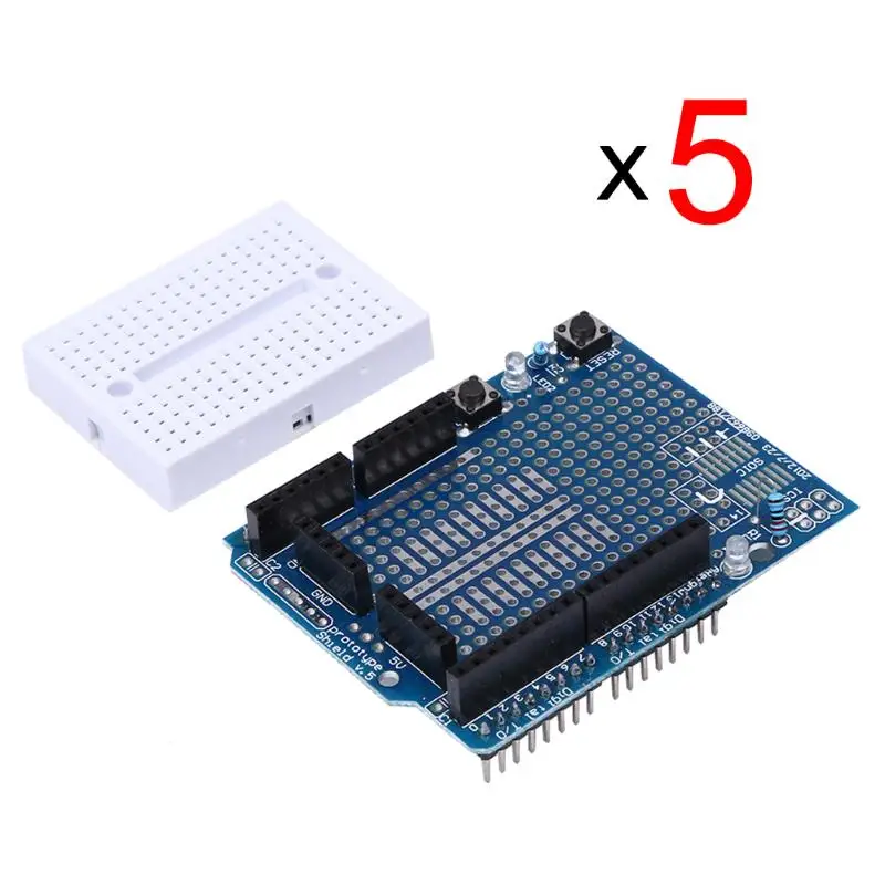 

5Pcs Prototype Shield Protoshield V3 Expansion Board with Mini Bread Board for arduino MEGA + White Breadboard