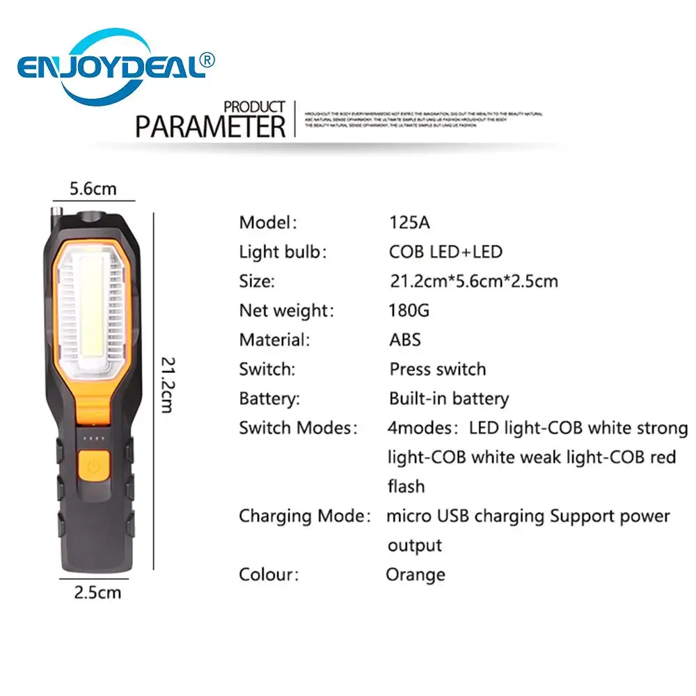 COB светодио дный LED USB перезаряжаемая лампа гибкий магнитный фонарик рабочий свет инспекция супер яркая аварийная лампа