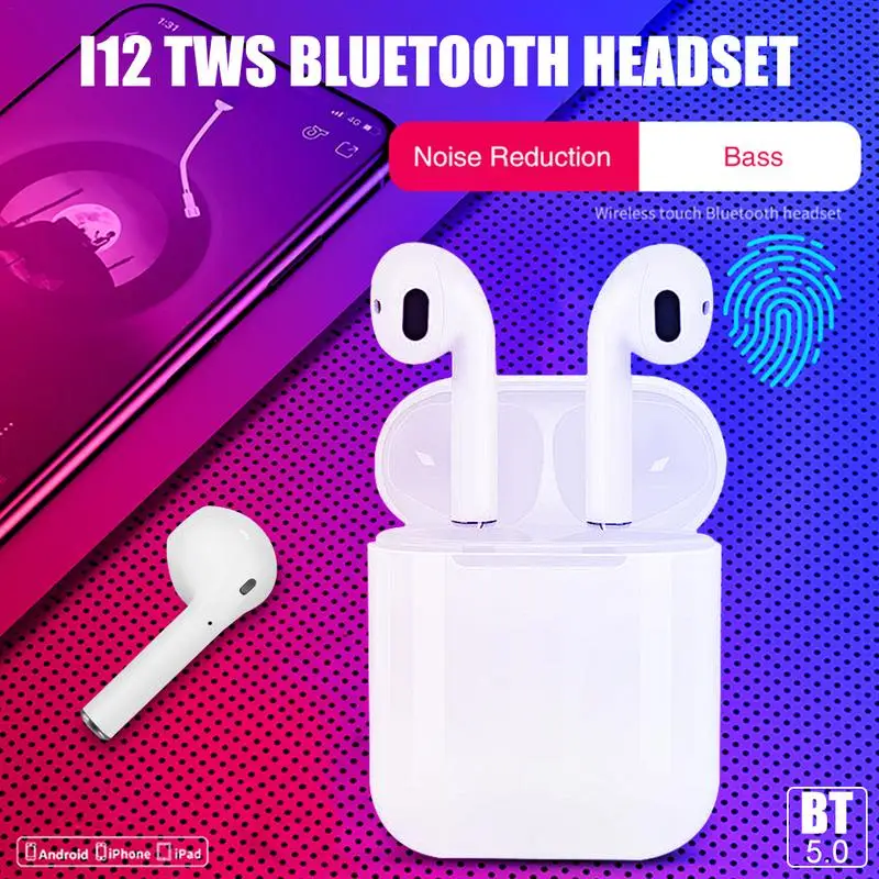 

I12 TWS Mini Bluetooth 5.0 Earphone Sports Sweatproof Wireless Headphones Touch Earbuds Binaural Talk Headset