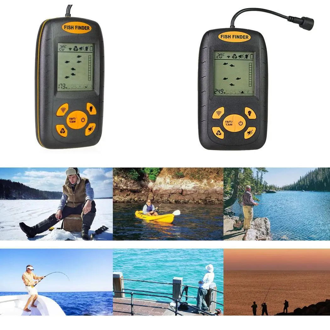 

Venterior Portable Fish Finder, Water Depth & Temperature Fishfinder with Wired Sonar Sensor Transducer and LCD Display