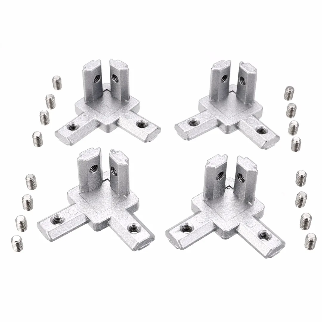 

4pcs 2020 Aluminum Profile 3-Way End Corner Bracket Connector for T Slot Aluminum Extrusion Profile Accessories with Screws