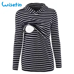 Wisefin средства ухода за кожей для будущих мам одежда с длинным рукавом Блузка для кормления в полоску беременность рубашка толстовки