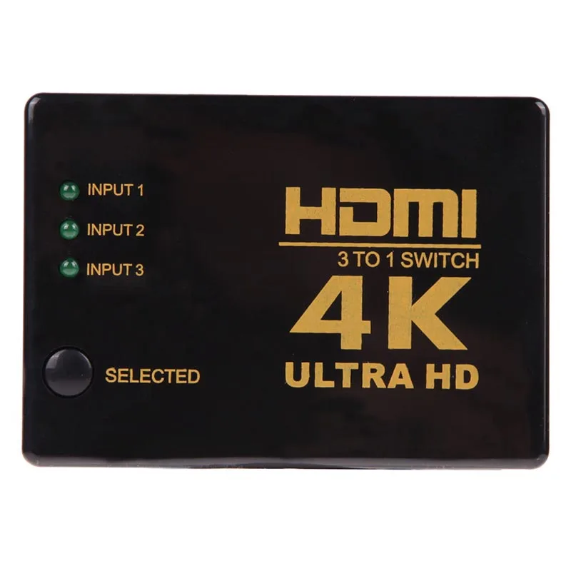 

Pohiks 4Kx2K HDMI Switch Black 3In 1Out Port HDMI Switcher Hub Splitter Ultra HD Suitable For HDTV PC 8x5.5x1.5cm