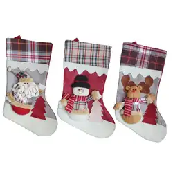 Рождественские носки плед Санта Клаус носки подарок мешок конфет Детские Рождественские украшение для исполнения Рождественского гимна