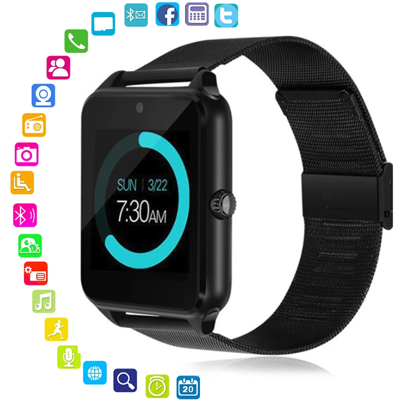 

Smart Watch Z60 PLUS Genuine Strap Bluetooth Wrist Smartwatch Support GSM SIM Card Compatible For Android IOS Smartphone