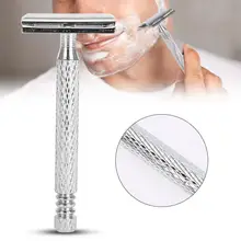 Мужская классическая Безопасная бритва с двойным краем для бритья, бритва для бороды с держателем в коробке, нескользящая ручка, двойное лезвие