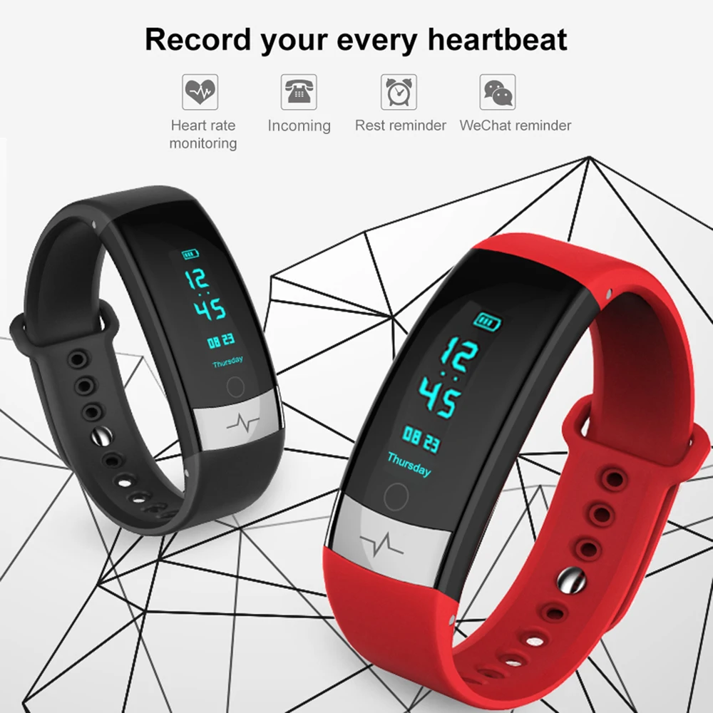 QS03 Smart Bracelet Waterproof Sport Tracker Wristband Sleeping ECG Heart Rate Monitoring Calorie Pedometer Smart Watch Men