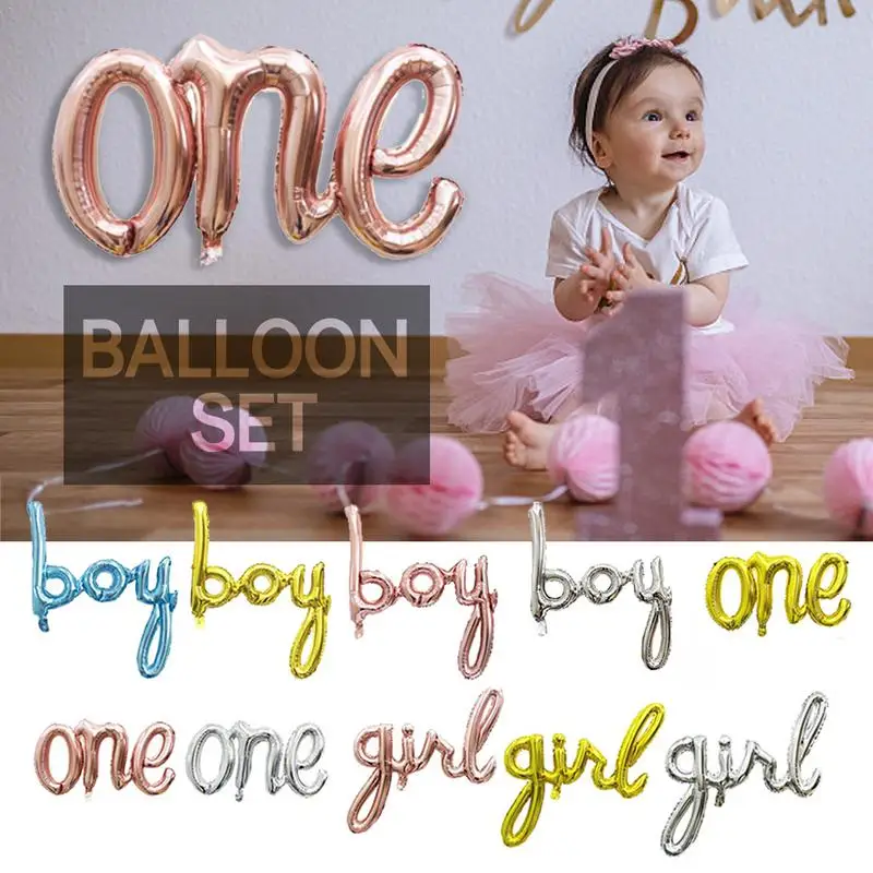 

New BOY GIRL ONE Word Balloon Set Decorative Balloon Aluminum Foil Balloon Letter Balloon Decoration For Party Wedding Festival