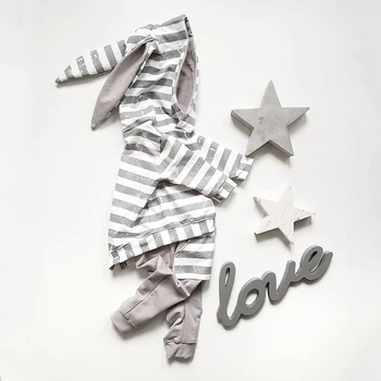 

Newborn Baby Boys Girl Long Sleeve Hooded Shirt Tops+Pants Clothes Outfit Set