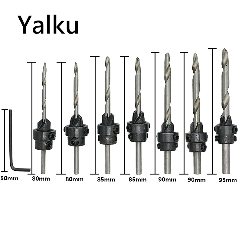 Yalku шуруп для дерева, сверление по дереву, электроинструмент, твист-коронка, набор сверл с мини-гаечным ключом, инструмент, Зенковка, сверла, регулируемые