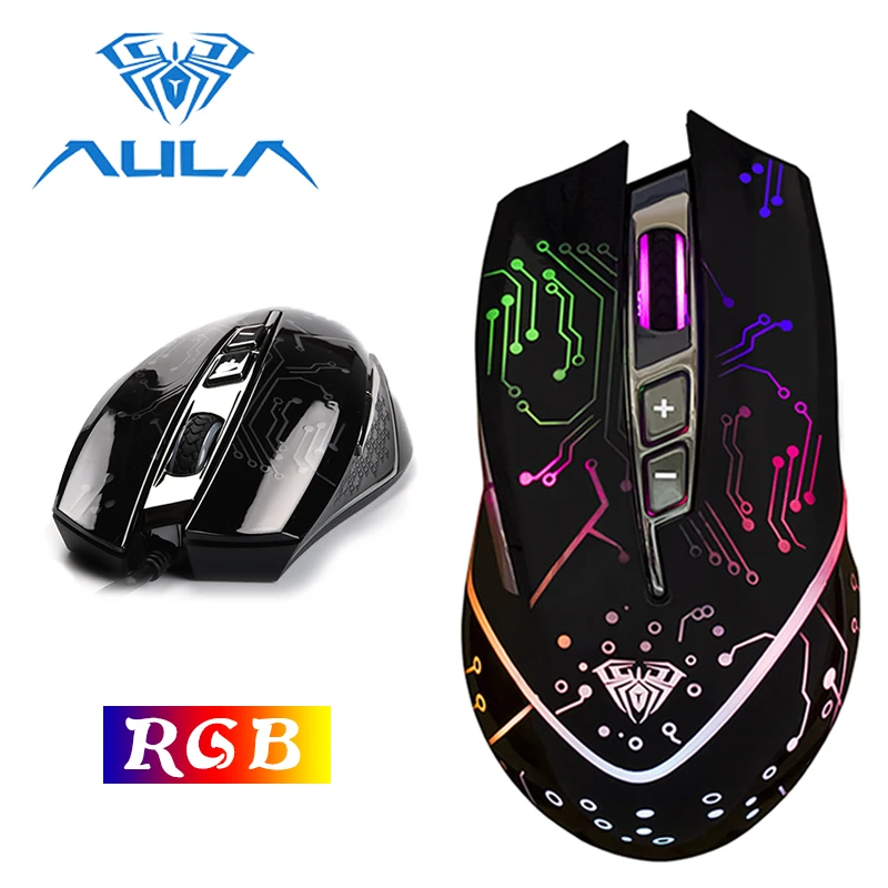 

AULA Gaming Mouse USB Wired RGB Ergonomic DPI 5000 Adjustable For Laptop Desktop PC Computer Accessories Gamer Mouse #SI9010