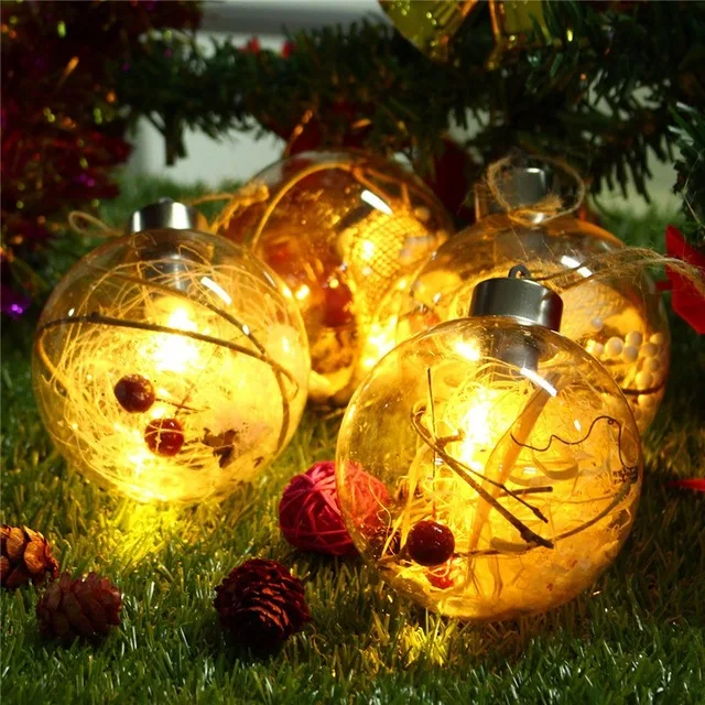 New LED Light Transparent Ball Lamp Christmas Tree Hanging Ornaments Decoration