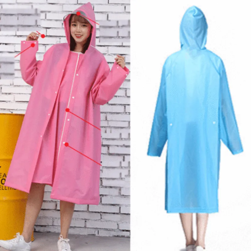 Unisex Waterproof Jacket Clear Raincoat Rain Coat Hooded Poncho Rainwear Men US