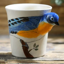 200ML3D Stereo Blue Bird Coffee Mug Hand-painted Animal Ceramic Cup Cute Cartoon Gift Mug Personality Cup Hand cups and mugs