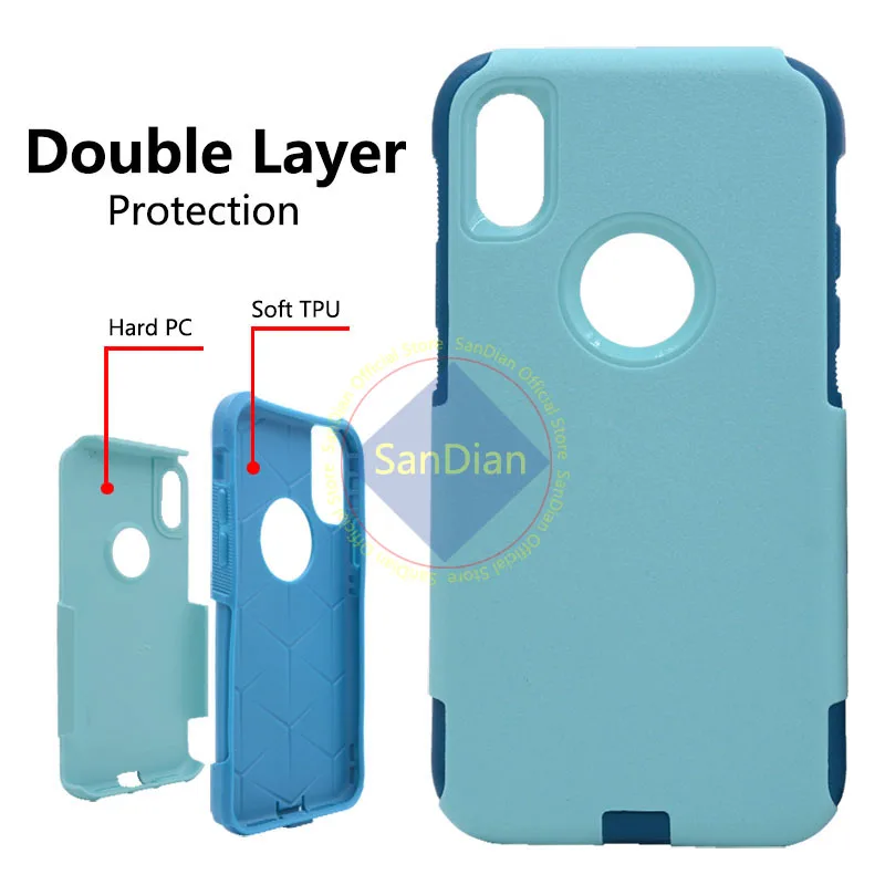 Dual Layer Hybrid Armor Shockproof PC and TPU Combo Protective Cover Case For iPhone 6 7 8 X XR 5 SE PLUS XS MAX Hard Back Shell Dual Layer Hybrid Armor Shockproof PC and TPU Combo Protective Cover Case For iPhone 6 7 8 X XR 5 SE PLUS XS MAX Hard Back Shell