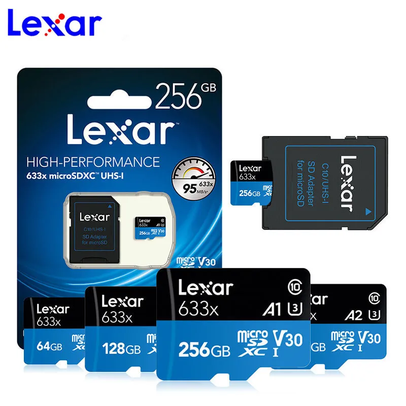 Original Lexar 128GB Micro SD 16GB 32GB Memory Card high speed up to Max 95M/s 64GB Class10 633x