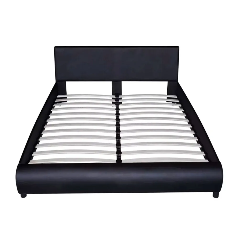 VidaXL الأسود قوي خشبية السرير 160X200 Cm 242053 عالية الجودة السرير مع تقليد المفروشات والجلود سهلة البناء