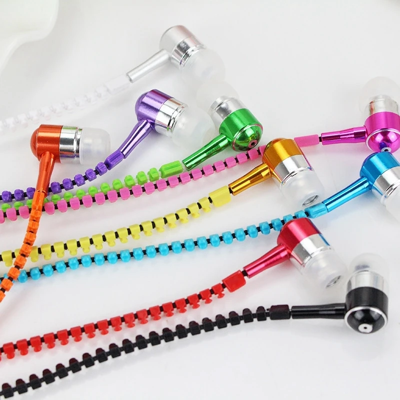 

Metal Zipper Earphones In Ear Sport Headset 3.5mm Universal Earbuds With Mic Earphone For Iphone Xiaomi Fone De Ouvido