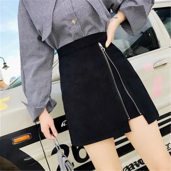 

Women Harajuku Package Hip Skirt Female Zipper A-Line Slim Mini Skirts 2019 Korean Office Lady High Waist Sweet Above Knee Skirt