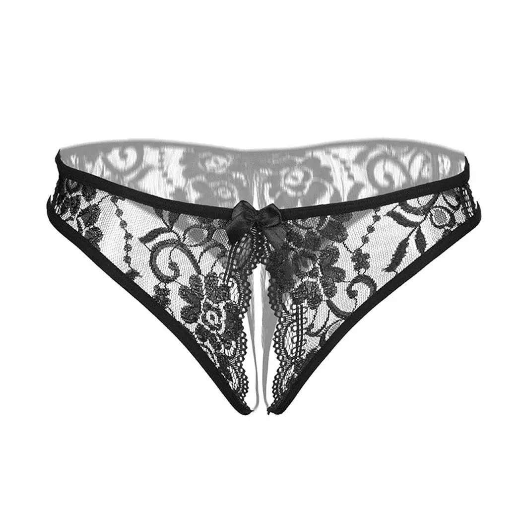 

Floral Sexy Underwear Crotch Women Erotic Lingerie G-string Women Bikini All Low Open Nightwear Max Lace Rise