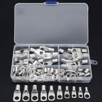 

60/90Pcs Copper Tube Terminals Hardware Accessories Battery Welding Cable Lug Connectors Kit Tinned Copper Fixed Wire Terminal