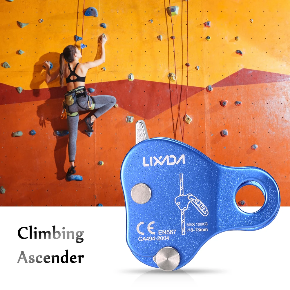 

Lixada Climbing Protective Ascender 220LB Climbing Belay Device Rope Grip Outdoor Climbing Rigging 8-13MM Rope Outdoor Tool