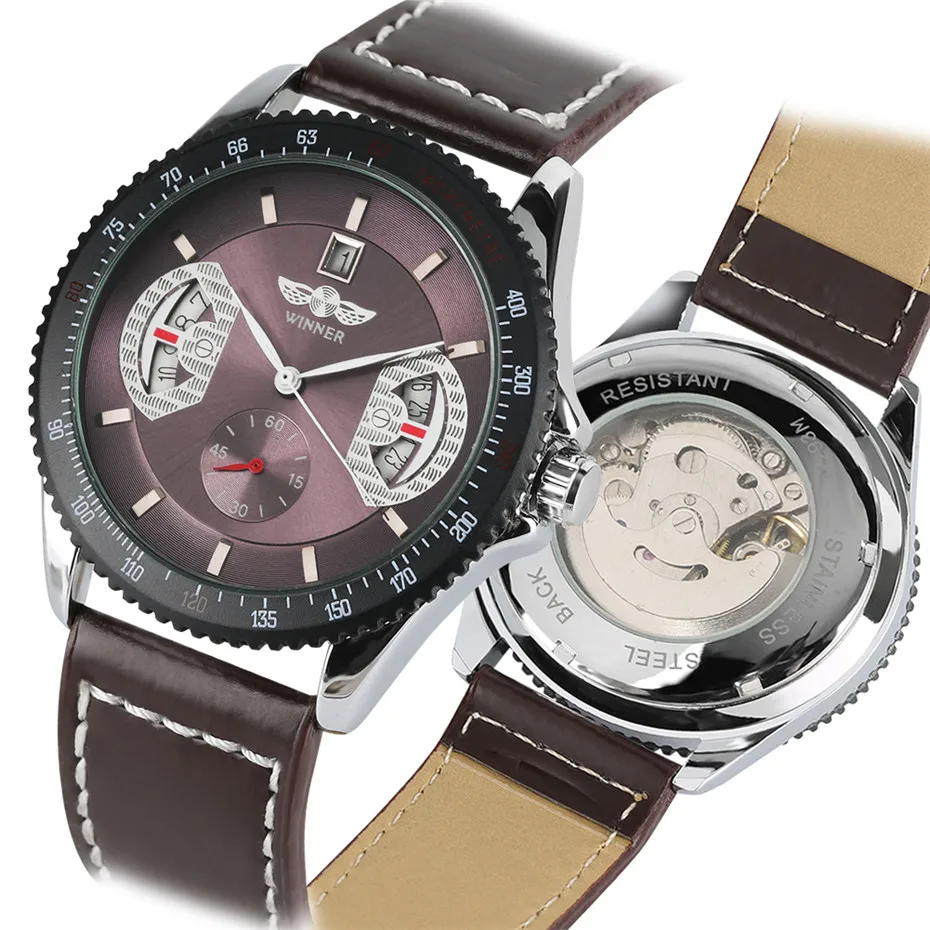 

Date Display Men Watch Automatic Mechanical Male Clock Genuine Leather Man Watches Men Military Style Clock 2019 New Timepieces