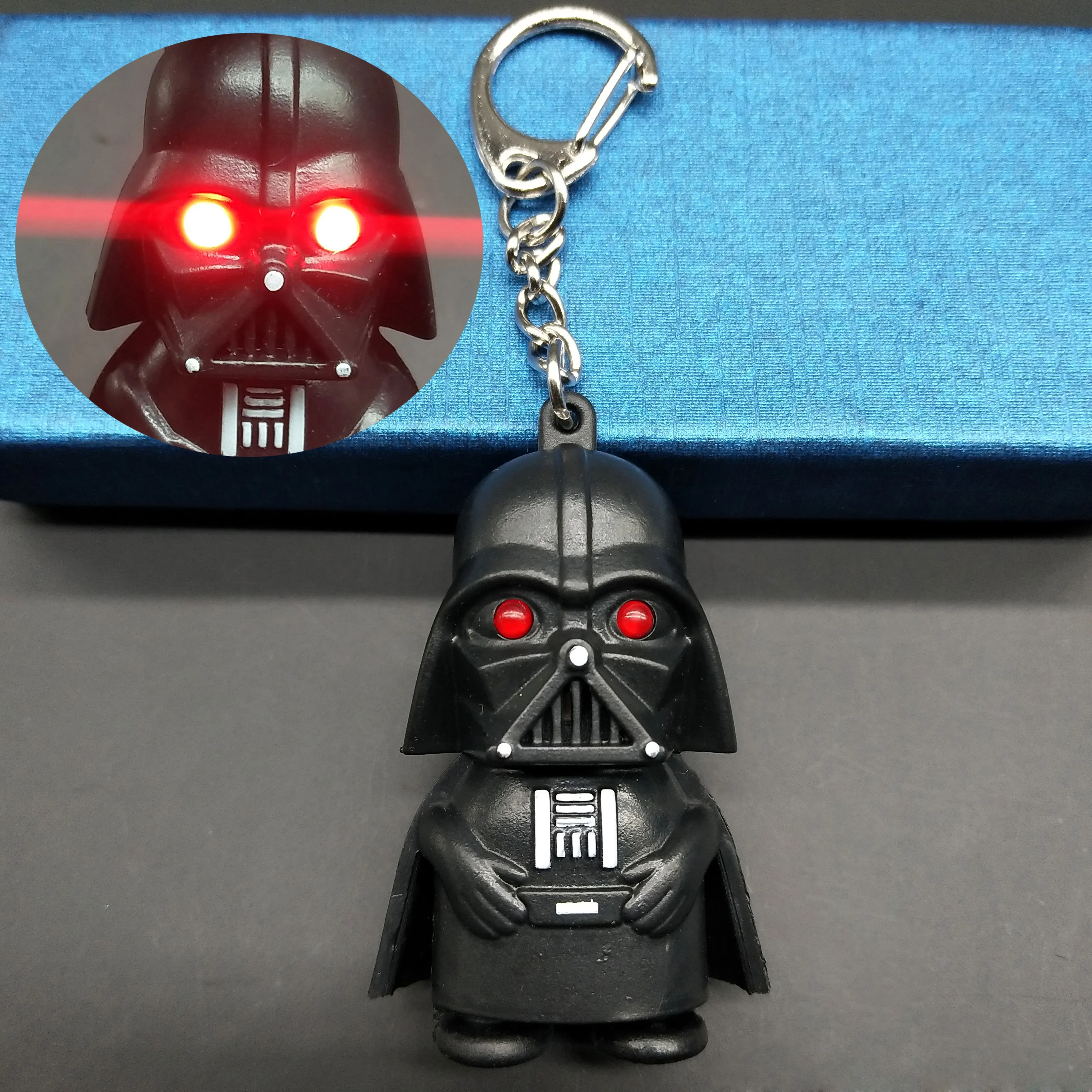 

Zoeber Anime Force Awakens LED Keychains Star War Cosplay Darth Vader Storm Trooper 3D Rubber Key Chain Children Bag Keyring