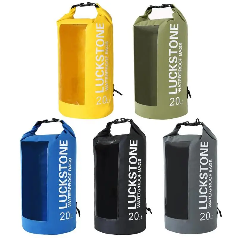 

20L Transparent Window Waterproof Bag Outdoor Camping Boating Kayaking Rafting PVC Drift Backpack Upstream Storage package
