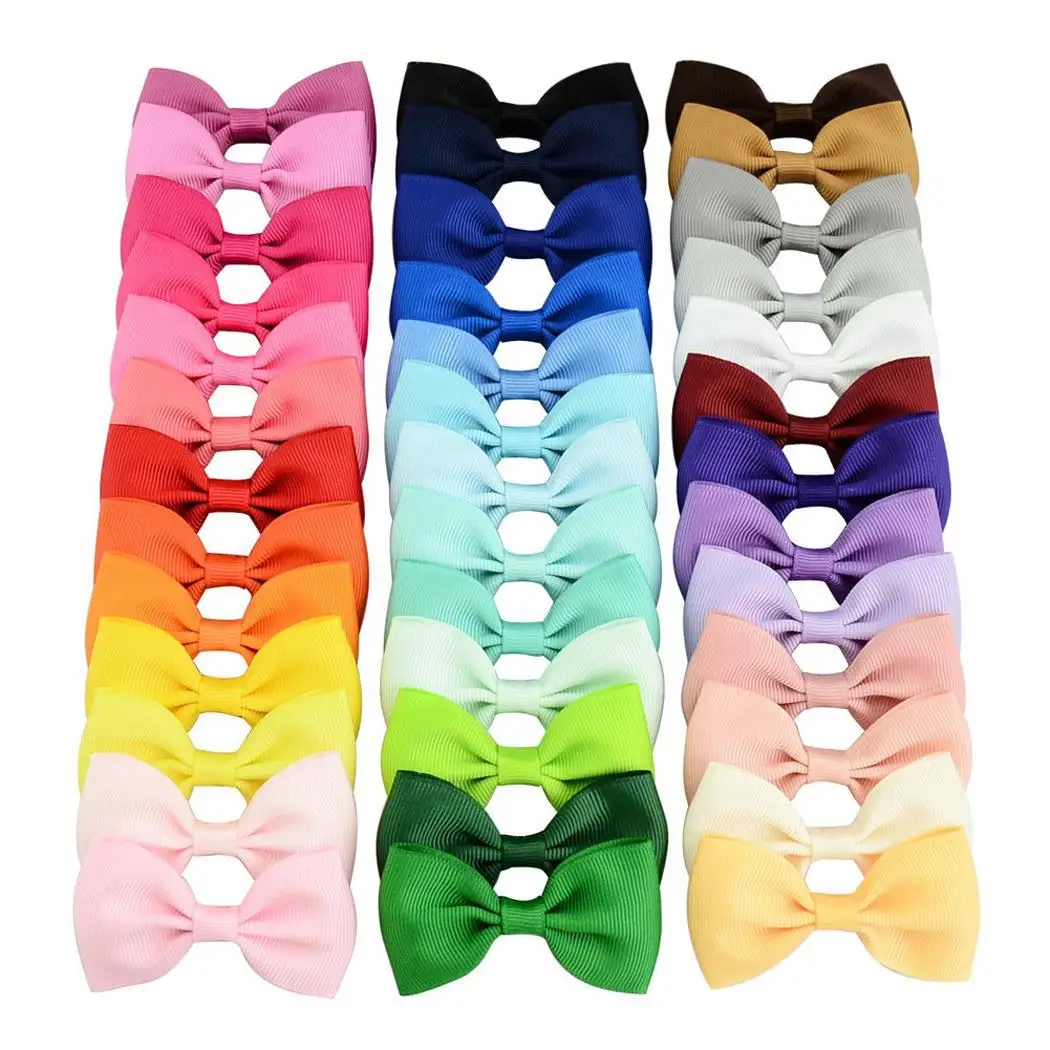 

40 Pcs/Set Girls Fashion Casual Cute Headwear color mixed pack bow hair clip set. Duckbill Clip Bow Hair Clip
