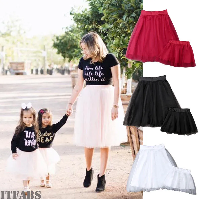 

PUDCOCO Fashion Women Daughter Girls Tutu Skirts Mini Ballet Princess Fancy Dress Party Family Mom Kids Skirt