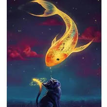 New-5D Diy Алмазная картина Полная площадь дрель кошка и вышивка в виде рыбы для украшения стен 25X30 см(Сомик