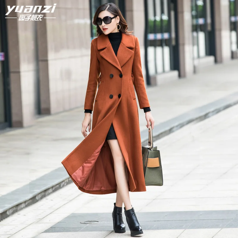 New Design Women's Clothing Caramel Colour Casual Wool Blends Overcoat