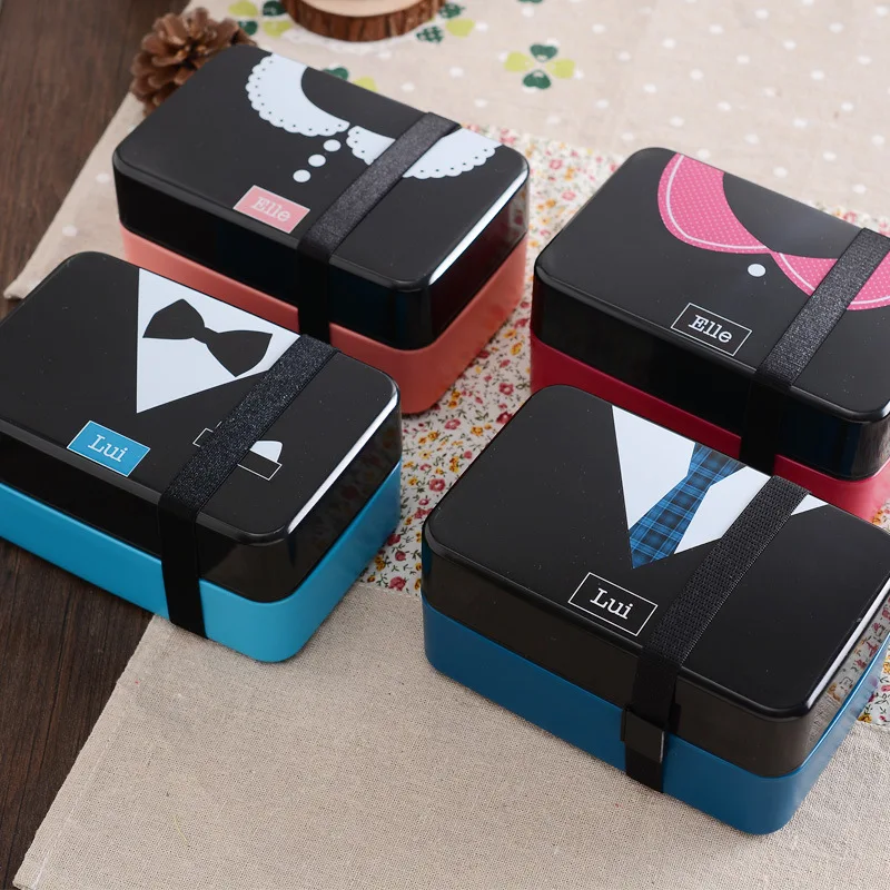 

730Ml Tie Lunch Box Bento Box For Girls Lady Children Sushi Lunchbox Food Container With Dinnerware Microwave Applicable