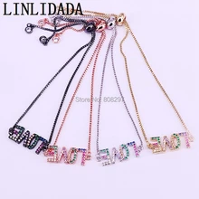 10 шт. микро проложить Многоцветный Cz кубический цирконий английская буква разъем браслет любовник Подарочный Шарм ювелирные изделия