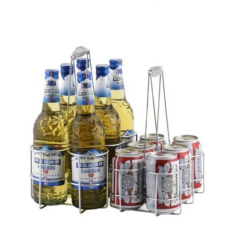 

Iron Bottle Caddy Bottle Wine Crate Rustic Holder Carrier Bar Cafe Beer Storage Rack With Handle Bar Accessories Camping Supply