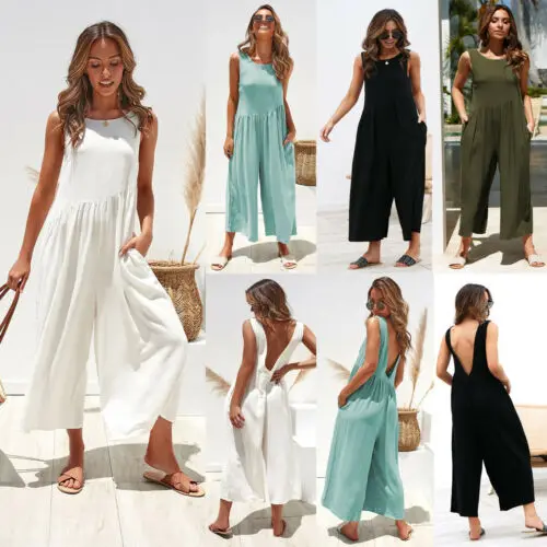 Women Striped Long Sleeve Wide Leg Loose Zipper Back Jumpsuit Overalls with Pockets Women Striped Long Sleeve Wide Leg Loose Zipper Back Jumpsuit Overalls with Pockets