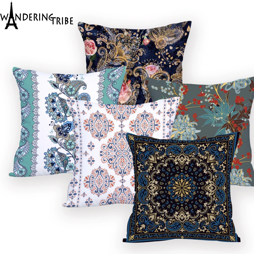 

Boho Pillowcase Cover Colorful Decorative Sofa Creative Cushion Cover Flower Plant Pillow Cover for Car Seat Custom Printed