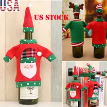 Рождественская фея 2 шт. Чехлы для бутилок вина Санта Снеговик скатерть для стола Лось декоративная бутылка кепки вечерние Рождественский подарок домашний декор