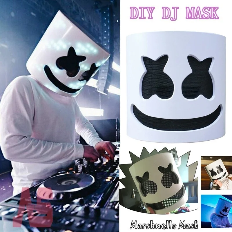 

Flash Type DJ Marshmello Latex Mask Bar Cosplay Colorful Mask Full Face Holiday Carnaval Halloween Party Accessory Christmas