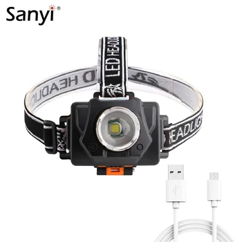 

Sanyi LED Headlamp Headlight XML T6 2 Modes Zoomable Lamp Waterproof Head Torch USB Charging Fishing Head Lamp Built-in Battery