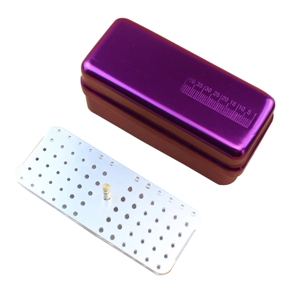 

72 Hole Aluminium Autoclave Sterilizer Case Burs Dental Disinfection Endo Files Holder Box For Oral Care Tools 3colors