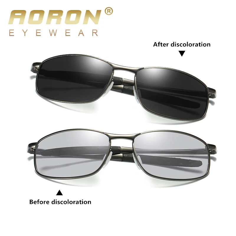Aoron фотохромные солнцезащитные очки мужские Поляризованные обесцвечивающиеся очки для вождения солнцезащитные очки Хамелеон очки для Mela