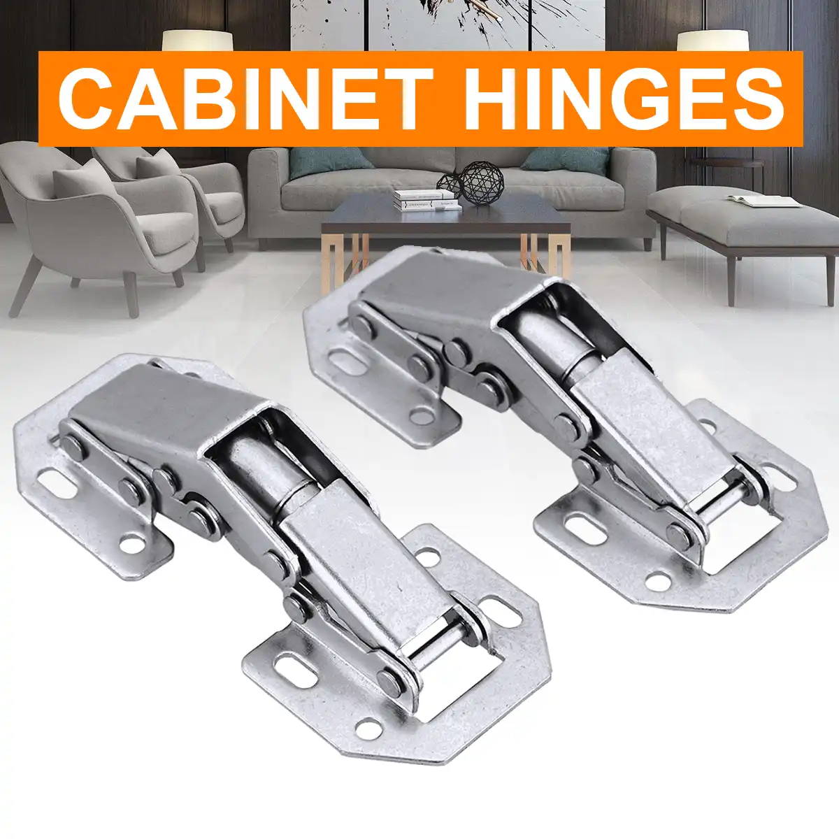 2pcs 90 Degree Cabinet Hinge Bridge Shaped Spring Hinge Full